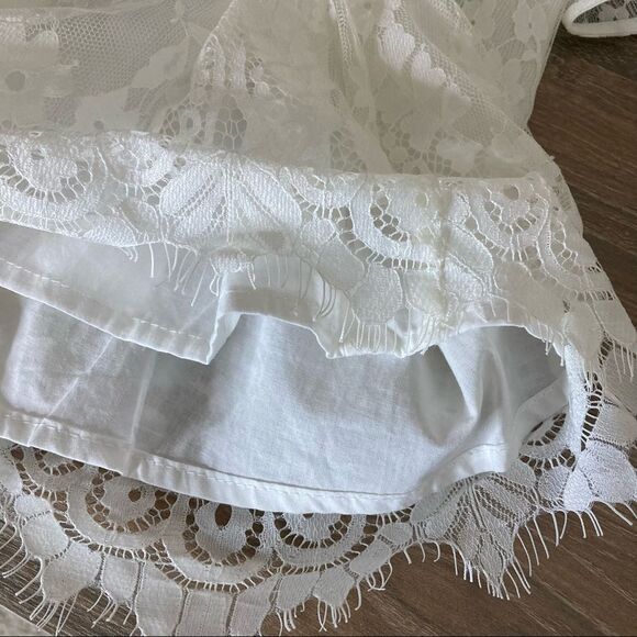 Sage White Lace Off Shoulder Long Sleeve Romper Small New Boutique - Picture 10 of 12